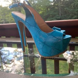 Sling back platform stilettos